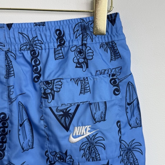 Nike Sportswear Men's Club Woven Track Shorts Nylon Shiny Blue Print Sz S Rare - Picture 4 of 10